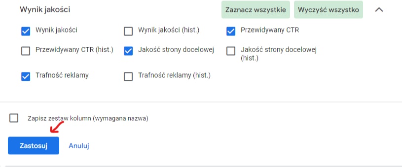 zastosuj zmiany