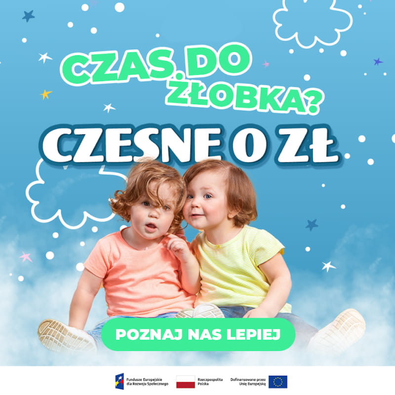 baner z call to action dla żłobka z dziećmi na pierwszym plani