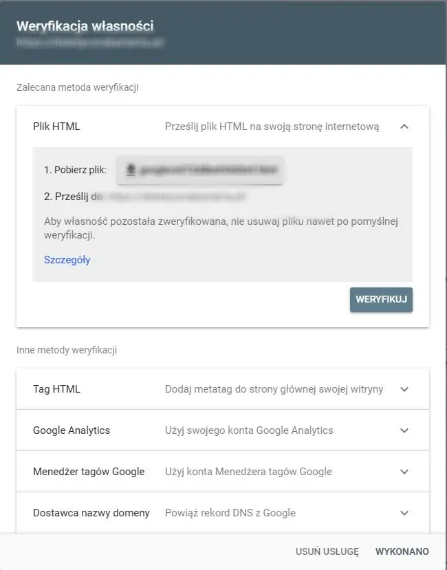 Dostęp do GSC możemy zweryfikować na różne sposoby.