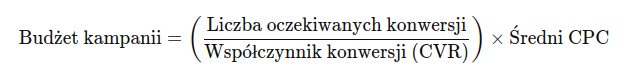 wzór na budżet kampanii